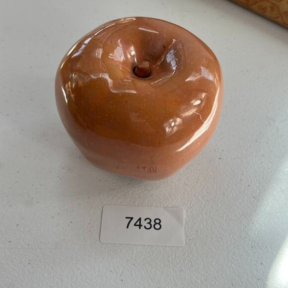 Studio Art Pottery Red Apple Paperweight Glossy Finish Pottery Art Handmade - Picture 14 of 14